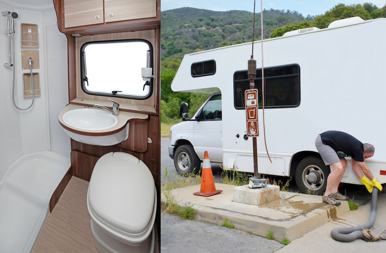 Portable RV/camper toilet and holding tank setup in Syracuse, New York