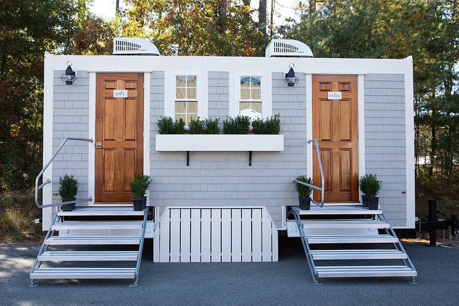 Wedding restroom units discretely staged at a venue in Syracuse, New York